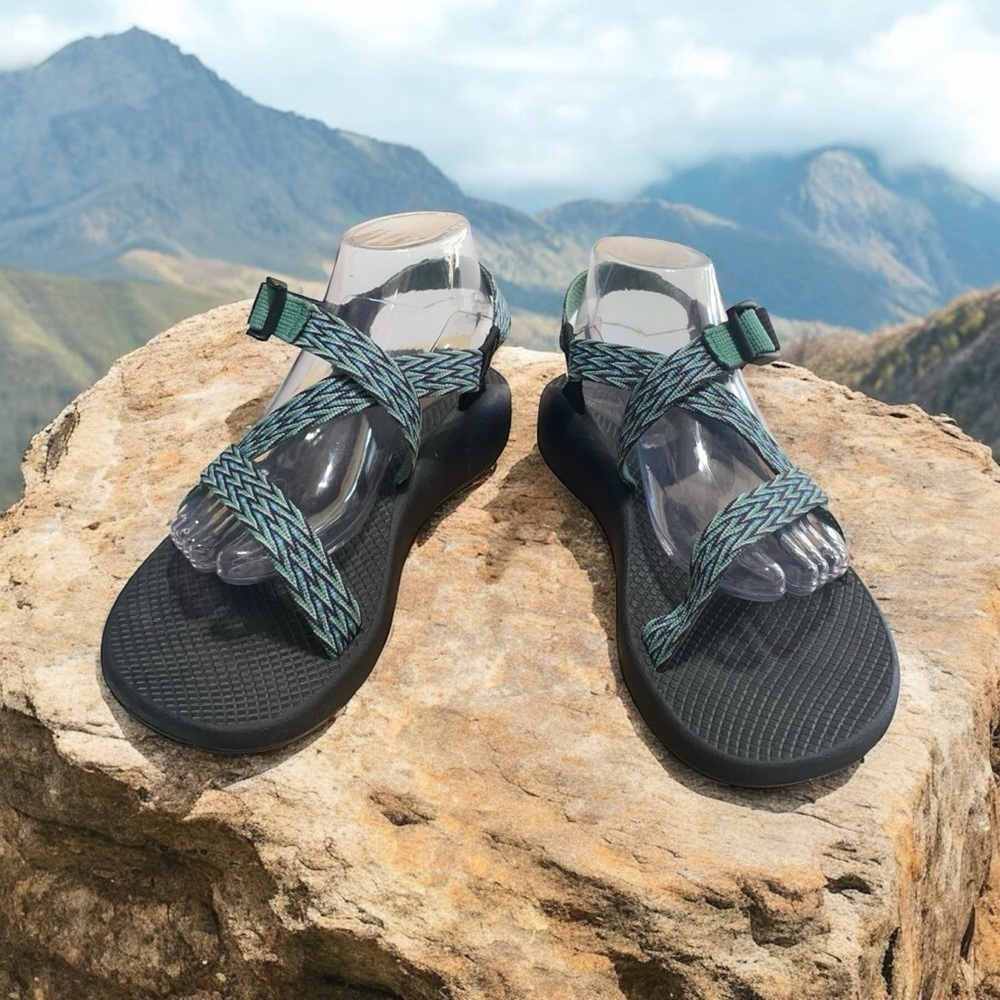 Chaco Adjustable Strappy Hiking Sandals Green/Black/Blue Women’s Size 11